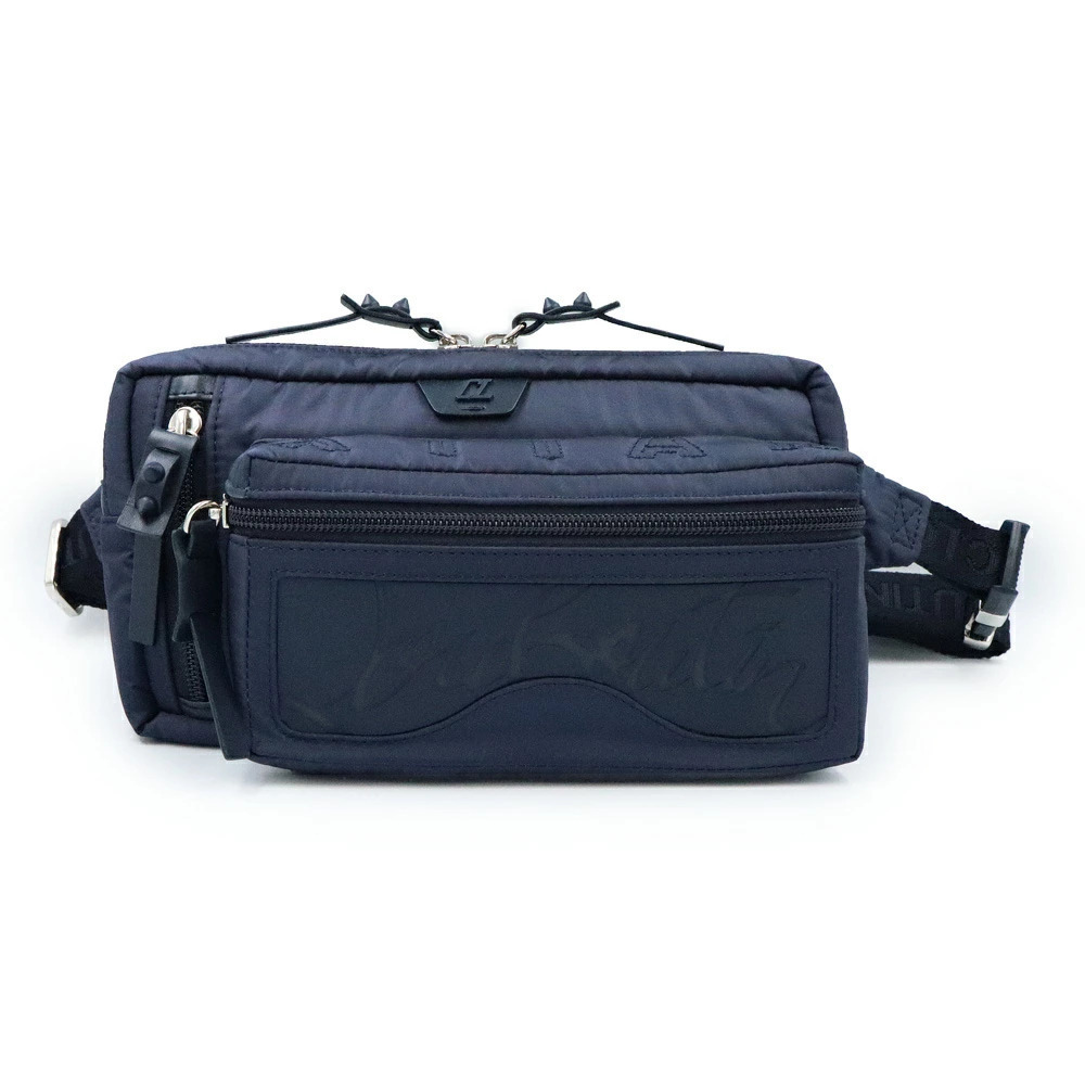Christian Louboutin LOUBIDEAL Body Bag Leather Marine Blue Red Waist